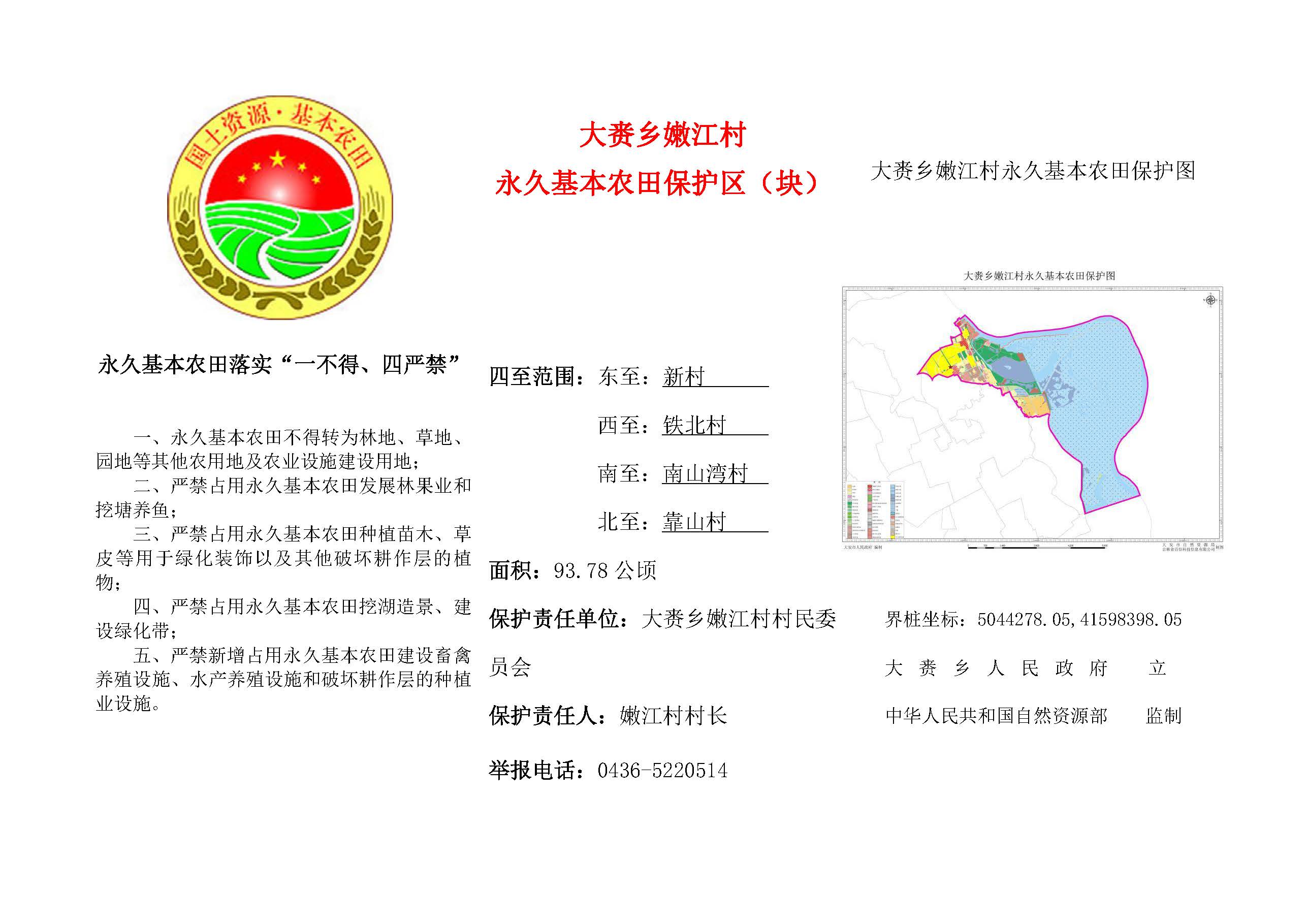 大赉乡嫩江村永久基本农田保护区(块)标识牌